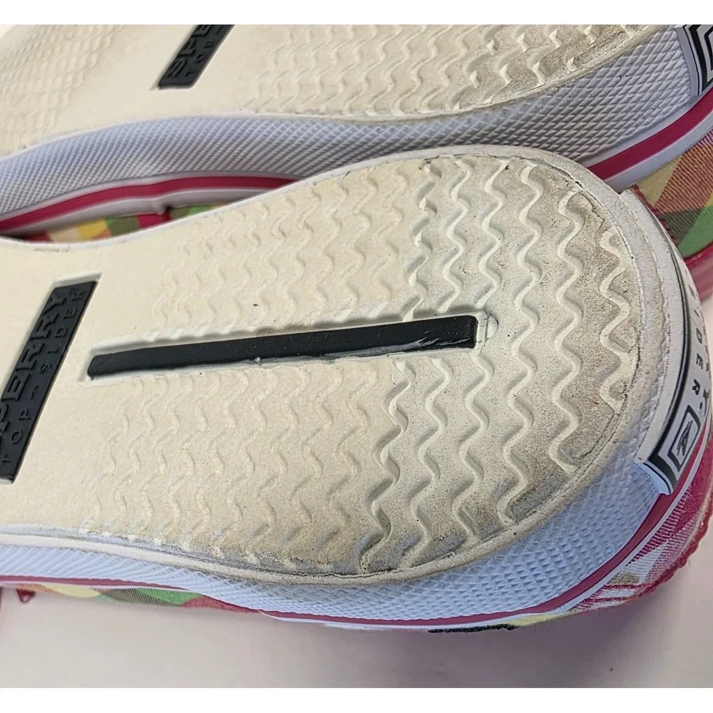 Sperry Top-Sider Pink Yellow Green Plaid Boat Loafer Shoes Size 4.5M Biscayne